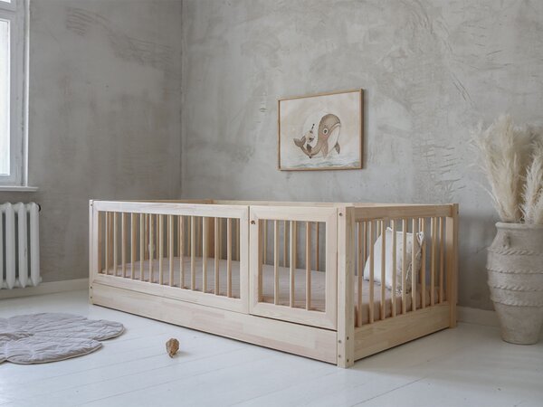 Detská posteľ so zábranou Cloudy Nest II 100x200 - prírodná pravá
