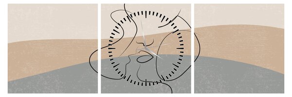 Obraz - Line art bozk (s hodinami) (90x30 cm)