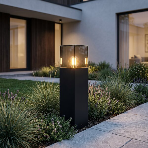 Vonkajšia stojaca lampa čierna s dymovým tienidlom 30 cm - Denmark