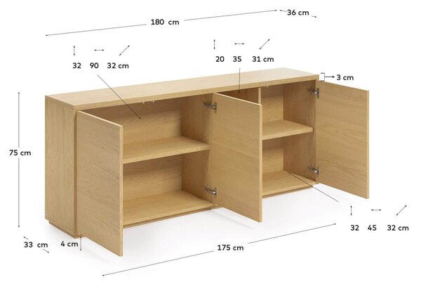 MUZZA Komoda lenbia 180 x 75 cm prírodný