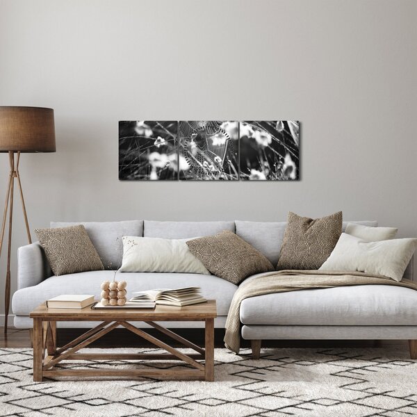 Obraz - Pavučina na lúke (s hodinami) (90x30 cm)