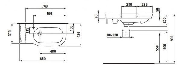 BPS-koupelny Keramické umývadlo Laufen LB3 MODERN 85 biele