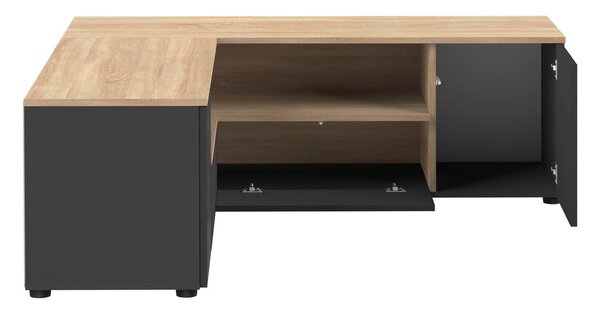 TV stolík v dekore duba v čierno-prírodnej farbe 130x46 cm Angle – TemaHome