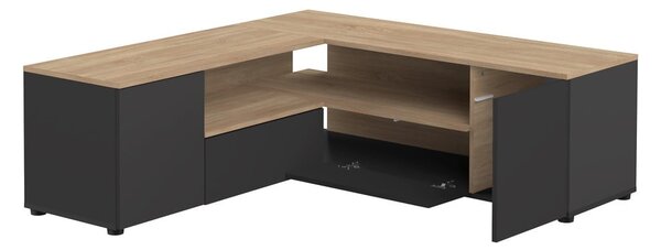 TV stolík v dekore duba v čierno-prírodnej farbe 130x46 cm Angle – TemaHome