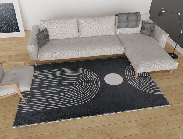 Antracitovosivý umývateľný koberec 80x150 cm – Vitaus