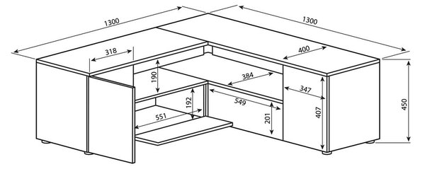 TV stolík v dekore duba v čierno-prírodnej farbe 130x46 cm Angle – TemaHome