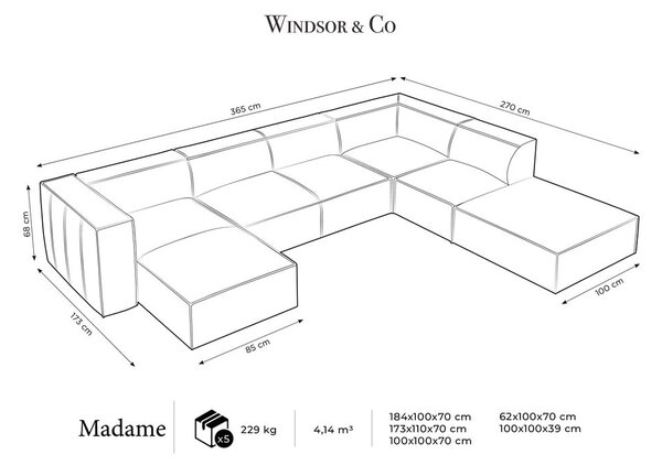 Tmavomodrá kožená rohová pohovka (pravý roh) Madame – Windsor & Co Sofas