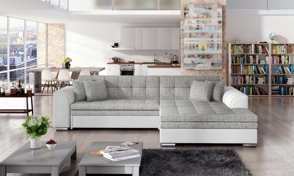 ROHOVÁ SEDAČKA, textil, sivá, biela MID.YOU - Sedačky, Online Only
