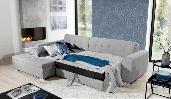 ROHOVÁ SEDAČKA, textil, sivá, biela MID.YOU - Sedačky, Online Only