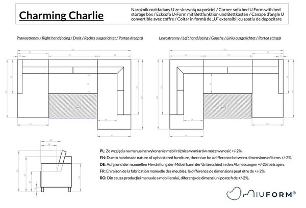 Béžová rozkladacia rohová pohovka (ľavý roh/do tvaru "U") Charming Charlie – Miuform