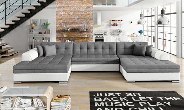 SEDACIA SÚPRAVA, textil, sivá, biela MID.YOU - Online Only obývacie izby, Online Only