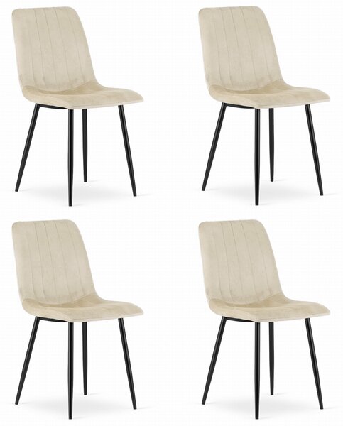 Set 4 kresiel LAVA - béžový zamat / čierne nohy