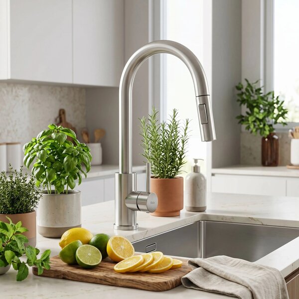 Drezová batéria REA FRESH TOUCH s výsuvnou sprškou, nikel kartáčovaný