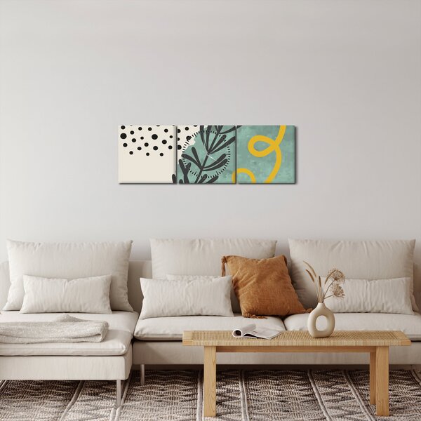Obraz - Abstraktné listy N⁰1 (s hodinami) (90x30 cm)