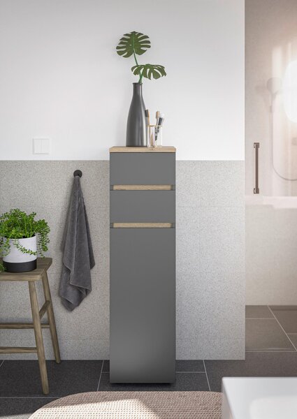 STREDNE VYSOKÁ SKRINKA, antracitová, farba duba, 30/108/30 cm home24 - Kúpeľňové skrinky, Online Only