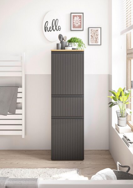 STREDNE VYSOKÁ SKRINKA, čierna, farba duba, 40/136/31 cm MID.YOU - Kúpeľňové skrinky, Online Only