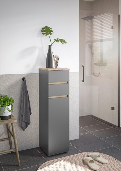 STREDNE VYSOKÁ SKRINKA, antracitová, farba duba, 30/108/30 cm home24 - Kúpeľňové skrinky, Online Only