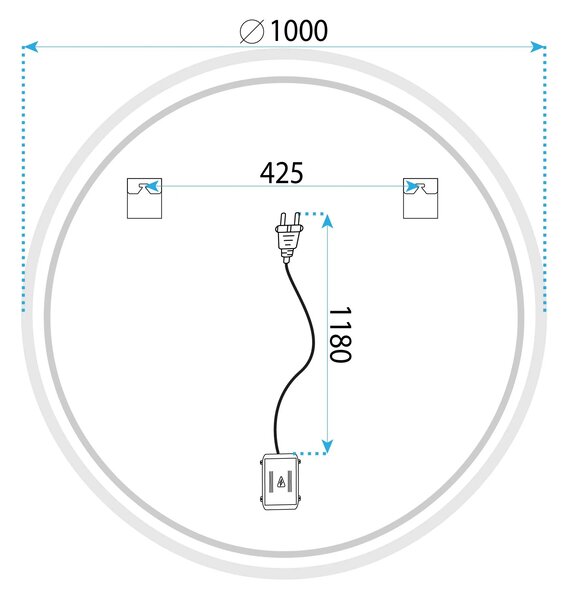 Rea Zrkadlo ⌀100 cm s regulovateľným LED osvetlením HOM-70005
