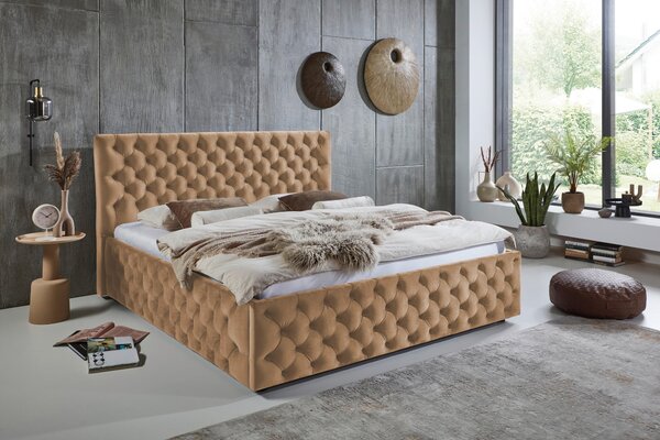 ČALÚNENÁ POSTEĽ, 140/200 cm, svetlohnedá home24 - Online Only spálne, Online Only