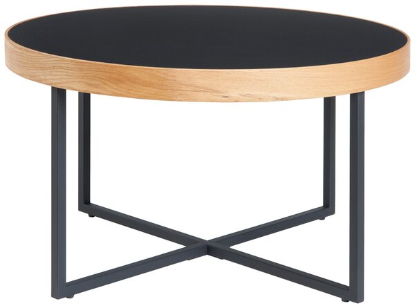 KONFERENČNÝ STOLÍK, prírodná farba, čierna, drevo, kov, kompozitné drevo, 80/46,5 cm - Stolíky do obývačky