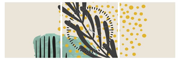 Obraz - Abstraktné listy N⁰3 (s hodinami) (90x30 cm)