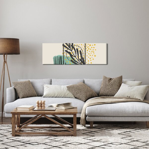 Obraz - Abstraktné listy N⁰3 (s hodinami) (90x30 cm)