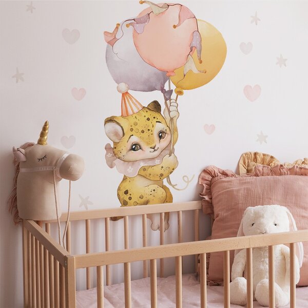 Detská nálepka na stenu Tiny world - tigrík s balónmi