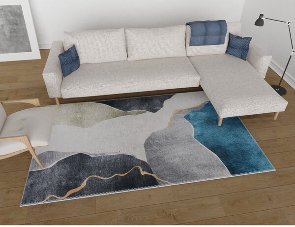Modro-sivý umývateľný koberec 120x160 cm – Vitaus