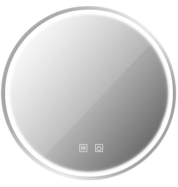 Rea Zrkadlo MMJ ⌀50 cm s vyhrievaním a regulovateľným LED osvetlením HOM-06549, kartáčovaná strieborná