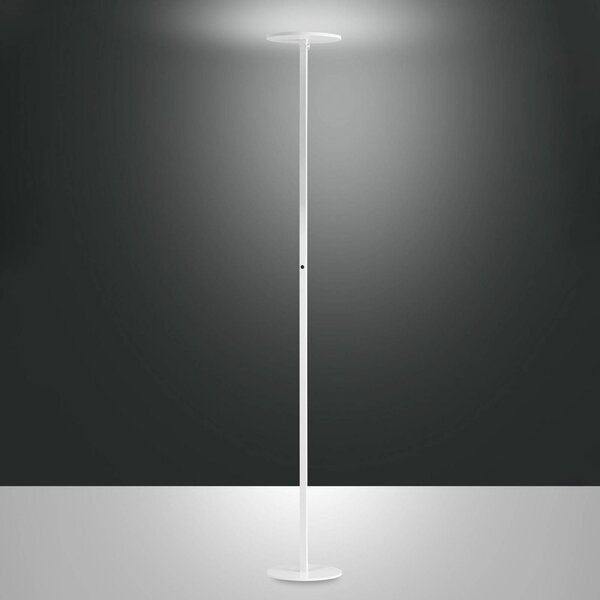 Fabas Luce Stojacia lampa Regina LED, biela, stmievateľná, výška 180 cm, Biela / opálová, Obývacia izba / jedáleň, kov, Moderný, Zemné bodové svetlo