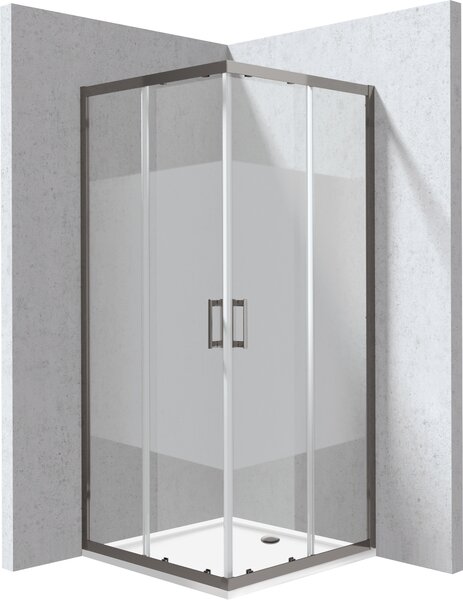 Deante Štvorcový sprchovací kút Funkia Evo 80x80 cm, vzor pás - KYCPDE88P, titán + sprchová vanička biela