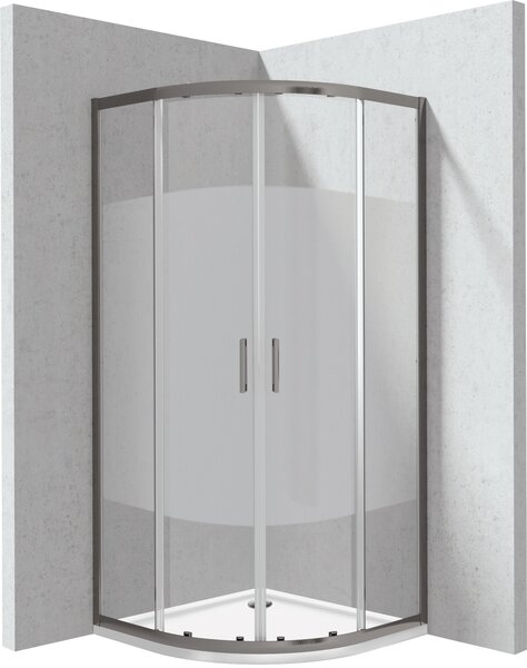 Deante Štvrťkruhový sprchový kút Funkia Evo 80x80 cm, vzor pás - KYPPDE88P, titán + sprchová vanička biela