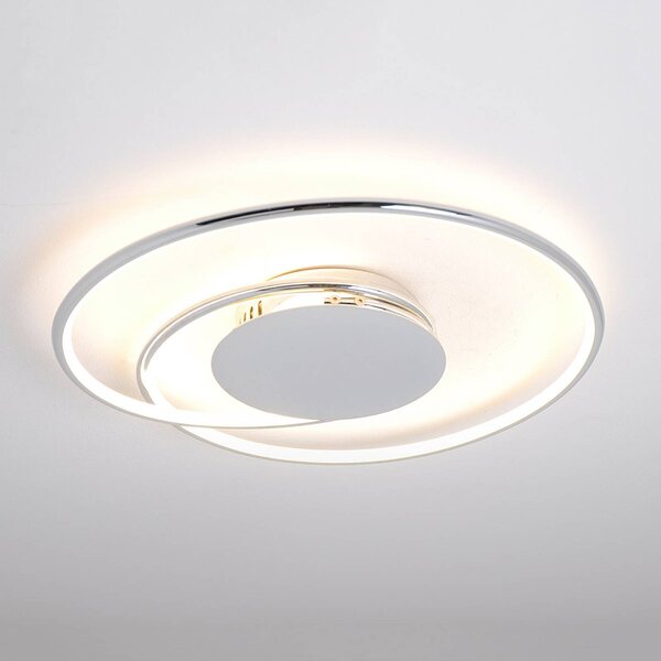 Lindby stropné LED svetlo Joline, Ø 45 cm, chrómová farba, kov, Chrómová / strieborná, Obývacia izba / jedáleň, kov, Moderný, Závesné svietidlo