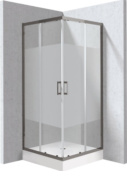Deante Štvorcový sprchový kút Funkia Evo 80x80 cm, vzor pás - KYCZDE88P, titán + sprchová vanička biela