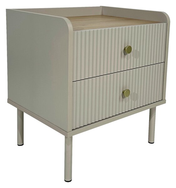 NOČNÝ STOLÍK, farba duba, svetlosivá, 50/54/40 cm Xora - Obývacie zostavy, Online Only