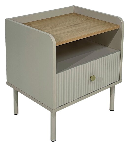 NOČNÝ STOLÍK, farba duba, svetlosivá, 50/54/40 cm Xora - Obývacie zostavy, Online Only