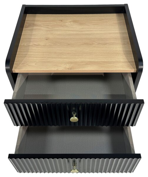 NOČNÝ STOLÍK, čierna, farba duba, 50/54/40 cm Xora - Obývacie zostavy, Online Only