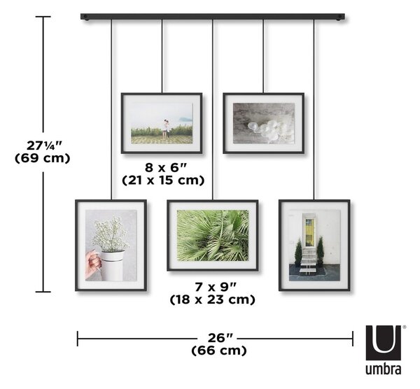 Čierne kovové rámčeky na stenu v súprave 5 ks 66x69 cm Exhibit – Umbra