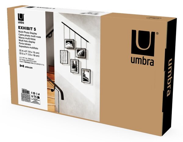 Čierne kovové rámčeky na stenu v súprave 5 ks 66x69 cm Exhibit – Umbra