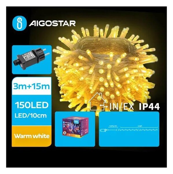 Aigostar - LED Vonkajší vianočný reťazec 150xLED/8 funkcií 18m IP44 teplá biela