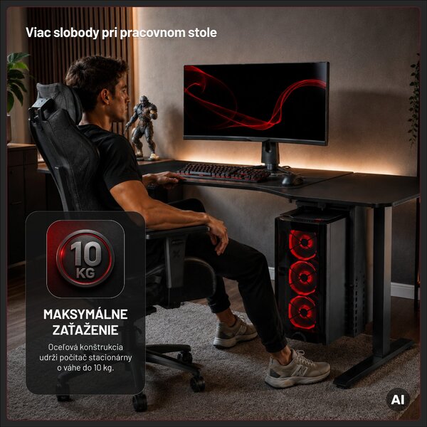 Držiak na PC pod stôl, závesný, pre herný setup, čierny: Diablo PC Holder