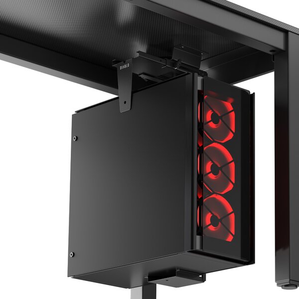 Držiak na PC pod stôl, závesný, pre herný setup, čierny: Diablo PC Holder