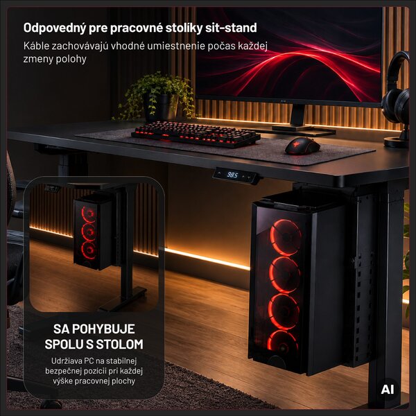 Držiak na PC pod stôl, závesný, pre herný setup, čierny: Diablo PC Holder