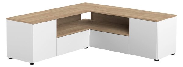 TV stolík v dekore duba v bielo-prírodnej farbe 130x46 cm Angle – TemaHome