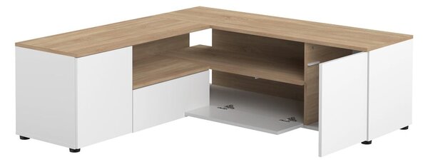 TV stolík v dekore duba v bielo-prírodnej farbe 130x46 cm Angle – TemaHome