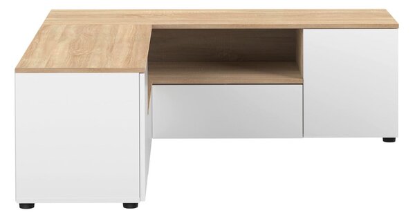 TV stolík v dekore duba v bielo-prírodnej farbe 130x46 cm Angle – TemaHome