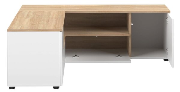 TV stolík v dekore duba v bielo-prírodnej farbe 130x46 cm Angle – TemaHome