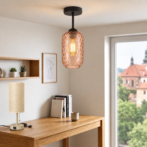 BRILAGI - LED Prisadený luster R GLASS 1xE27/60W/230V priemer 14 cm čierna/dymová hnedá