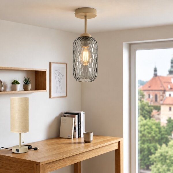 BRILAGI - LED Prisadený luster R GLASS 1xE27/60W/230V priemer 14 cm béžová/dymová sivá