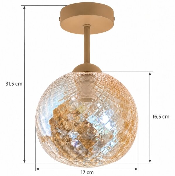 BRILAGI - LED Prisadený luster R GLASS 1xE27/60W/230V pr. 17 cm béžová/dymovo-béžová